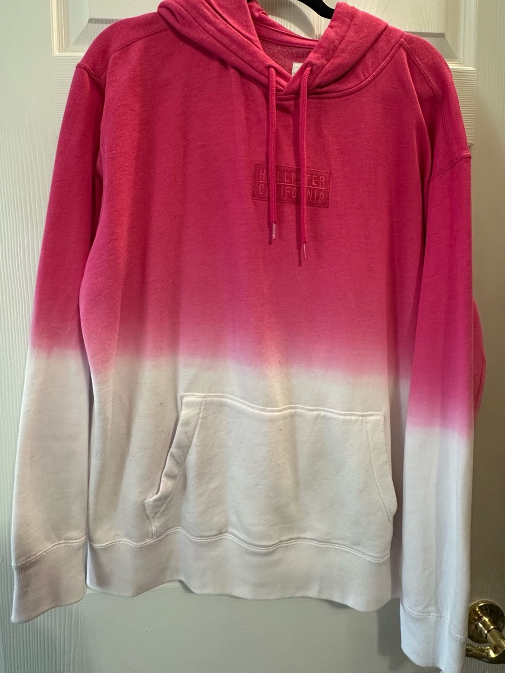 Hollister Pink to White Ombre Pullover Hoodie